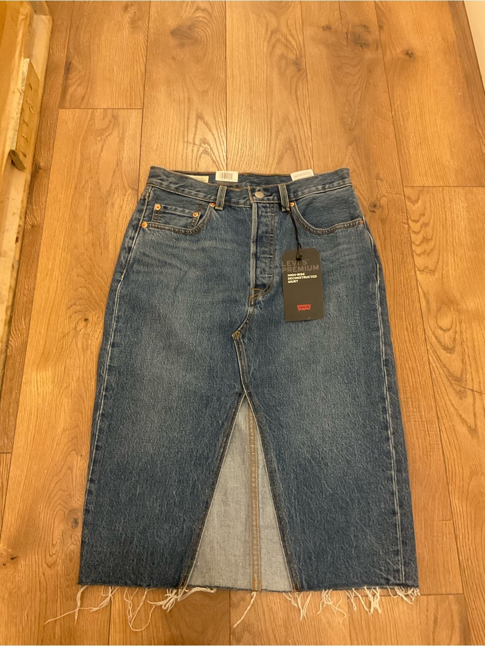 Levi's Blue Denim Midi Skirt with Front Slit